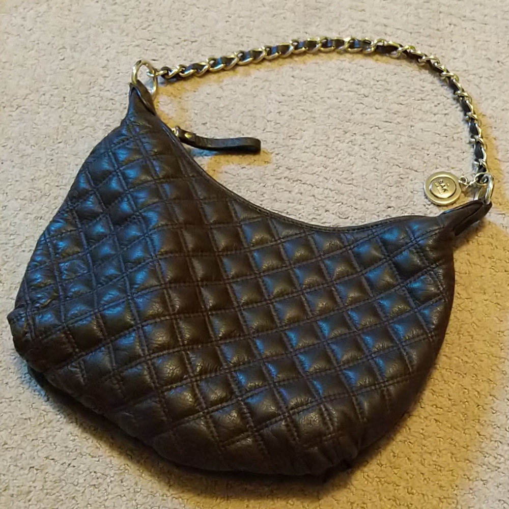 Quilted brown handbag